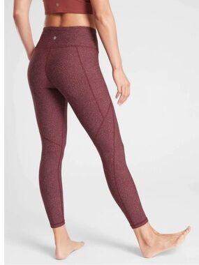 Athleta Rainwater Antique Burgundy Salutation Stash Pocket Leggings XL